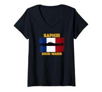 Femme Saphir S602 Sous-Marin Nucléaire D'attaque Papa Grand-père T-Shirt avec Col en V