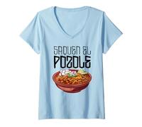 Femme Saquen El Pozole Menudo Mexicain Drôle Mexique Sopa Maiz T-Shirt avec Col en V