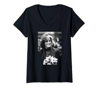 Femme SAR la Princesse Diana Royal Family Tottenham Visit 1985 T-Shirt avec Col en V
