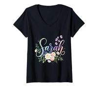 Femme Sarah Flower T-Shirt avec Col en V