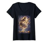 Femme Saraswati Mythologie Inde T-Shirt avec Col en V