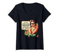 Femme Sarcasm Dont Ask Me Things Citation rétro Sassy Woman T-Shirt avec Col en V