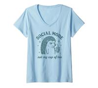 Femme Sarcasme hérisson Mode Anti Social introverti Meme Vintage T-Shirt avec Col en V