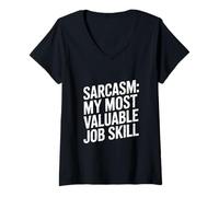 Femme Sarcasme Ma compétence Professionnelle la Plus précieuse Humour T-Shirt avec Col en V