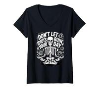 Femme Sarcasme sur Le Lieu De Travail Ne Laissez Pas Les Idiots T-Shirt avec Col en V
