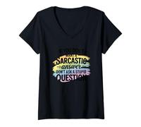 Femme Sarcastic Answer Don't Ask A Stupid Question Humour T-Shirt avec Col en V