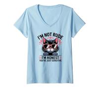 Femme Sarcastic Cat Lover Antisocial Honnête Not Rude Too Sensitive T-Shirt avec Col en V