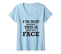 Femme Sarcastic Funny - Je ne suis Pas en colère, C'est Juste Mon Visage T-Shirt avec Col en V
