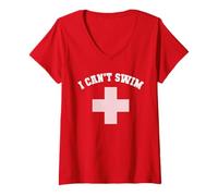 Femme Sarcastic I CAN'T SWIM Sisters Croisière Natation Scuba Summer T-Shirt avec Col en V