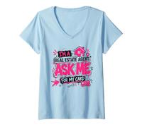 Femme Sarcastic I'm A Real Estate Agent Ask me for My Card T-Shirt avec Col en V