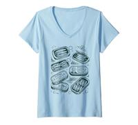 Femme Sardines en Conserve Vintage portugaises en Conserve T-Shirt avec Col en V