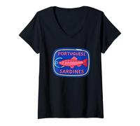 Femme Sardines portugaises pour les amateurs de poissons de l'océan rétro T-Shirt avec Col en V