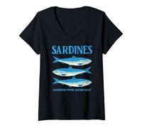 Femme Sardines Tinned Fish Retro Graphic for Men Women T-Shirt avec Col en V