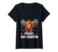 Femme SAS-Squattin Mythical Strength Icon T-Shirt avec Col en V
