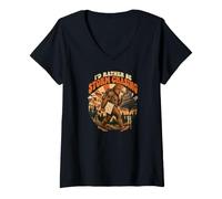 Femme Sasquatch-Bigfoot Météorologue École-Enseignant Météorologie T-Shirt avec Col en V