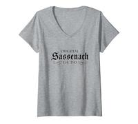 Femme Sassenach Outlander o étranger T-Shirt avec Col en V, Gris Chiné, XL