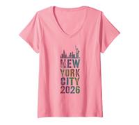 Femme Sassy New York City 2026 Queen Fabulous Vacay T-Shirt avec Col en V
