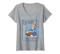 Femme Sassy Retro Laundry Humour Sarcastique Décharnière Pin-up Girl T-Shirt avec Col en V