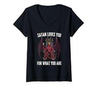 Femme Satan Vous Aime pour Ce Que Vous Êtes T-Shirt avec Col en V