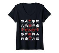 Femme Sator Arepo Tenet Opera Rotas Christian Symbol T-Shirt avec Col en V