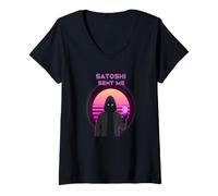 Femme Satoshi m'a envoyé un bitcoin de liberté numérique crypto blockchain T-Shirt avec Col en V
