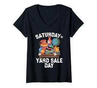 Femme Saturday is Yard Sale Day Garage Sale Friperie T-Shirt avec Col en V