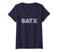 Femme SATX San Antonio TX Design rétro T-Shirt avec Col en V