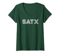 Femme SATX San Antonio TX Design rétro T-Shirt avec Col en V