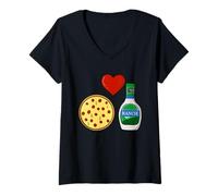 Femme Sauce condimentaire Funny Foodie pour Les Amateurs de Pizza Ranch Dressing T-Shirt avec Col en V