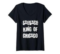 Femme Saucisse King of Chicago T-Shirt avec Col en V