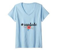 Femme Saudade Missing You Brésilien Portugal T-Shirt avec Col en V