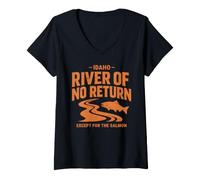 Femme Saumon de la rivière Idaho sans Retour T-Shirt avec Col en V