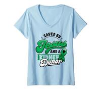Femme Sauvé par Jésus et par un donneur de rein Chirurgie de T-Shirt avec Col en V