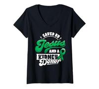 Femme Sauvé par Jésus et par un donneur de rein Chirurgie de T-Shirt avec Col en V