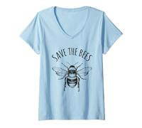 Femme Sauver Les Abeilles Journée de la Terre Sauver Notre planète T-Shirt avec Col en V