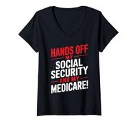 Femme Sauvez la sécurité Sociale et l'assurance-maladie T-Shirt avec Col en V