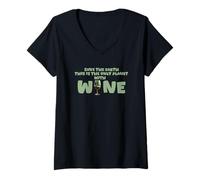 Femme Sauvez la Terre : C'est la Seule planète avec Wine Funny Brunch T-Shirt avec Col en V