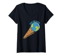 Femme Sauvez la Terre, Le Seul Endroit où l'on Peut Acheter de la crème glacée, Peace No Planet B T-Shirt avec Col en V