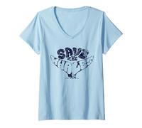 Femme Sauvez Les Baleines en détresse environnementale T-Shirt avec Col en V