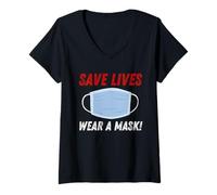 Femme Save Lives Wear a Mask T-Shirt avec Col en V