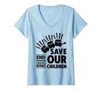 Femme Save Our Kids Chemise « End Human Trafficking Shirts » T-Shirt avec Col en V