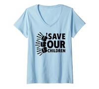 Femme Save Our Kids Chemise « End Human Trafficking Shirts » T-Shirt avec Col en V