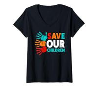 Femme Save Our Kids Chemise « End Human Trafficking Shirts » T-Shirt avec Col en V