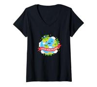 Femme SAVE OUR PLANET Mère Terre Protection de l'environnement T-Shirt avec Col en V