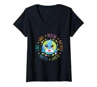 Femme Save Rescue Recycle Plant Clean Care - Climate Earth Day T-Shirt avec Col en V