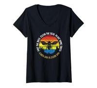 Femme Save The Bees Clean The Seas Plant Some Tree Design T-Shirt avec Col en V