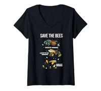 Femme Save The Bees Pollinator Mason Coupe-Feuilles Bumblebee T-Shirt avec Col en V
