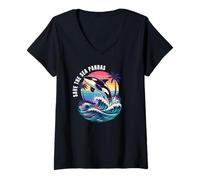 Femme Save The Sea Pandas Orca Whale Rétro Vintage Ocean Wildlife T-Shirt avec Col en V