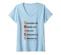 Femme Saved by Grace Alone Esthétique Faith Elegant Christian Grace T-Shirt avec Col en V
