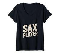 Femme Saxophone Jazz Saxophone Music Lover Band T-Shirt avec Col en V